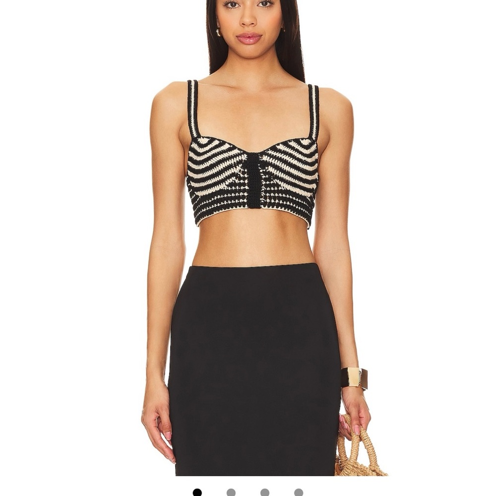 Lovers + Friends Black and tan knit Crop Top